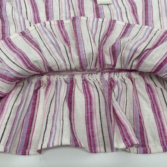 New Francesca's Slone One Shoulder Stripe Peplum Linen Blend Top Small - Picture 12 of 15